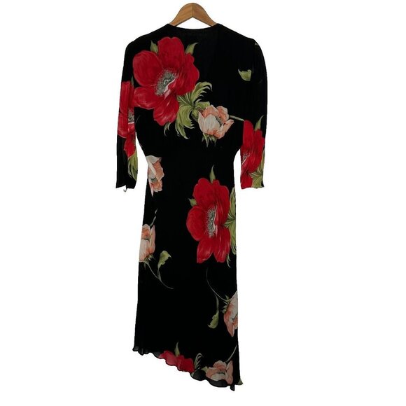 Citrine of Canada Midi Dress Sz 10 Black Floral Y2K Whimsigoth Dark Romantic Vtg - Picture 2 of 11